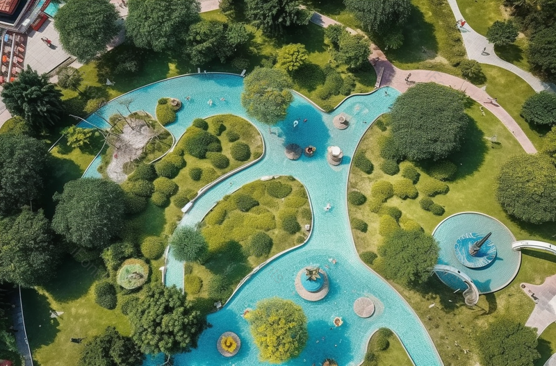 绿色公园草地树木冬青泳池健身游玩场所俯拍航拍,高清,摄影图,摄影图片,图片大全,摄影图免费下载